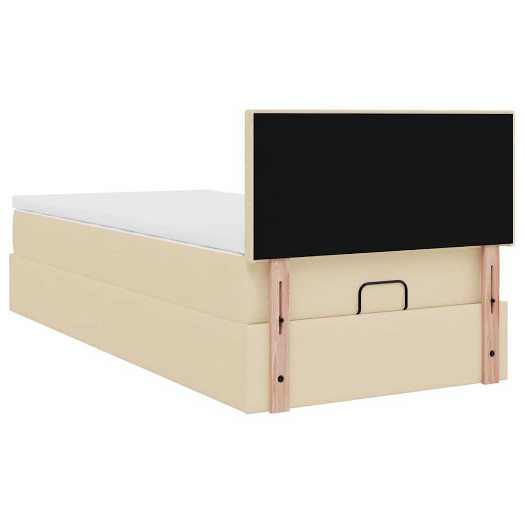 Ottoman bed met matras 80x200cm stof crèmekleurig is nu te koop bij PeponiXL, paradijselijk wonen!
