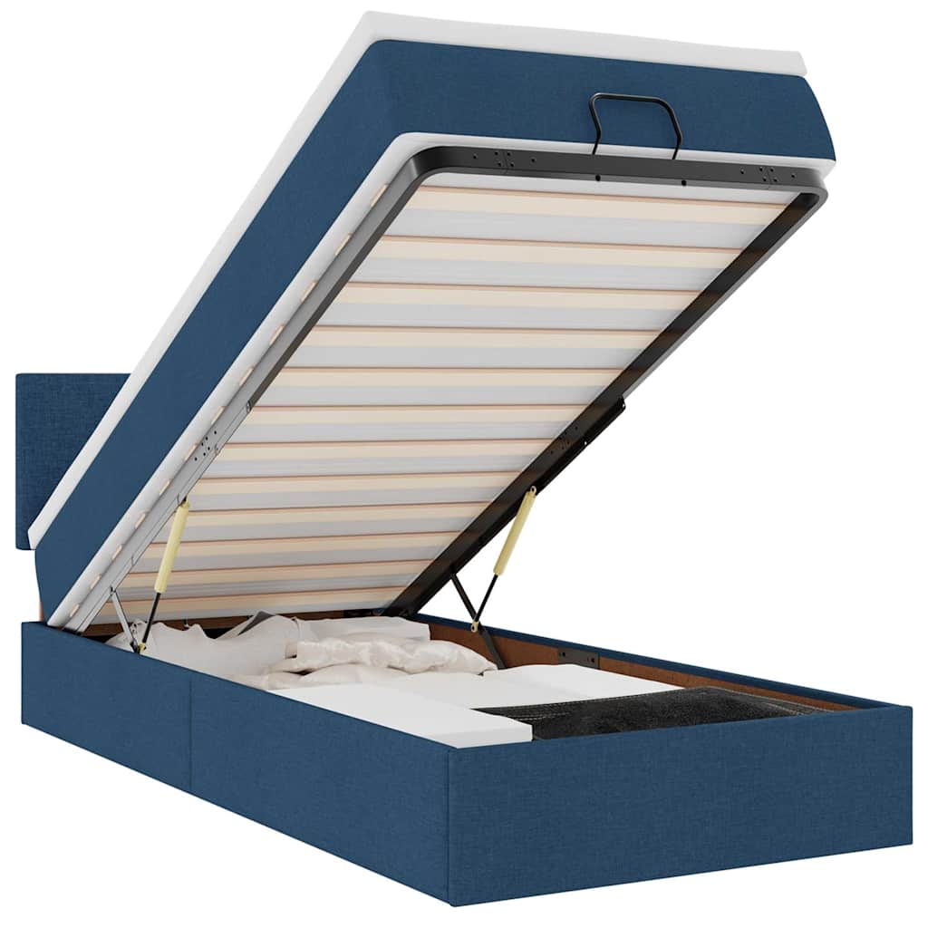 Ottoman bed met matras 80x200cm stof blauw is nu te koop bij PeponiXL, paradijselijk wonen!
