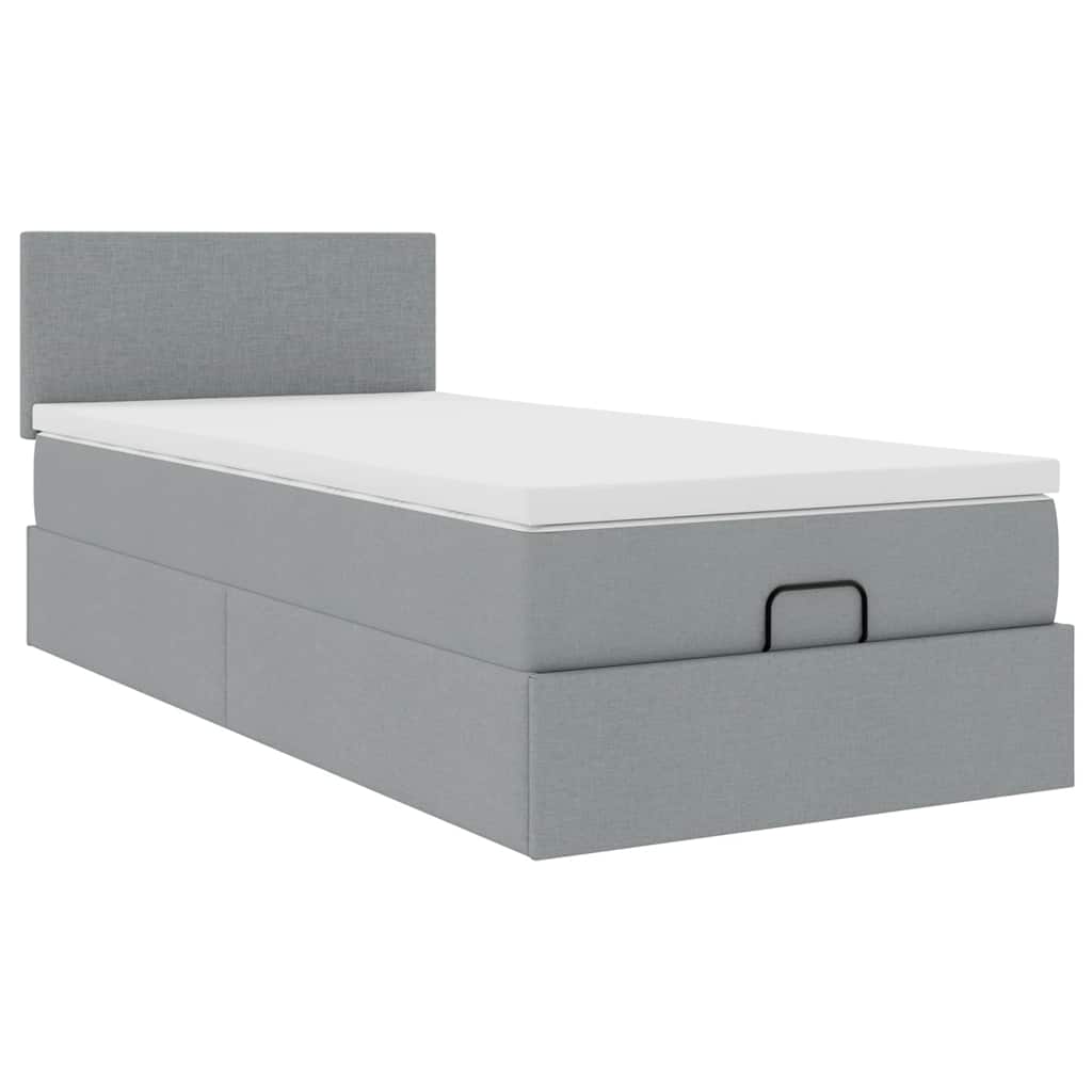 Ottoman bed met matras 90x190cm stof lichtgrijs is nu te koop bij PeponiXL, paradijselijk wonen!