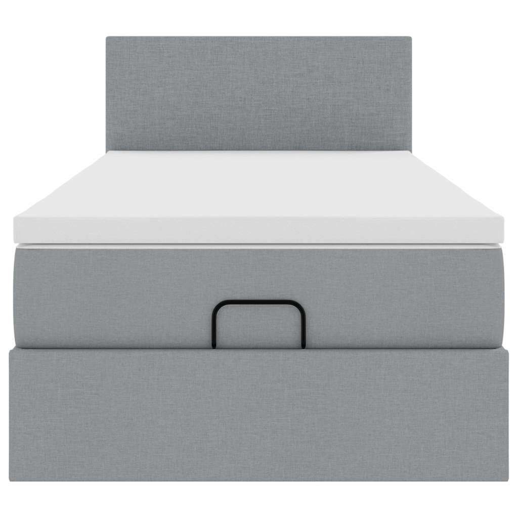 Ottoman bed met matras 90x190cm stof lichtgrijs is nu te koop bij PeponiXL, paradijselijk wonen!