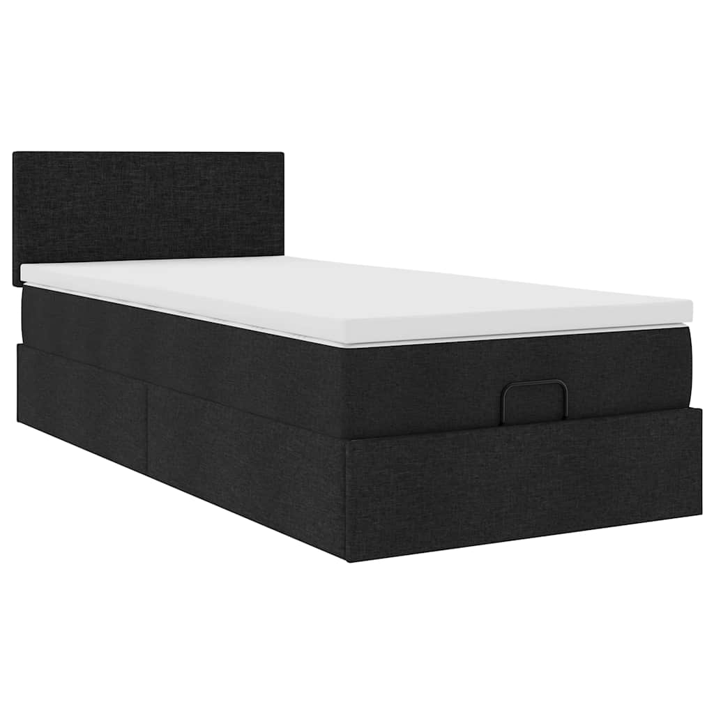 Ottoman bed met matras 90x190cm stof zwart is nu te koop bij PeponiXL, paradijselijk wonen!