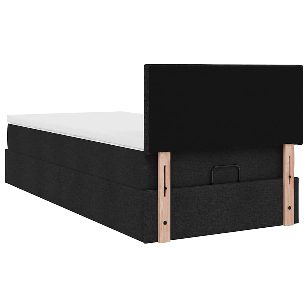 Ottoman bed met matras 90x190cm stof zwart is nu te koop bij PeponiXL, paradijselijk wonen!