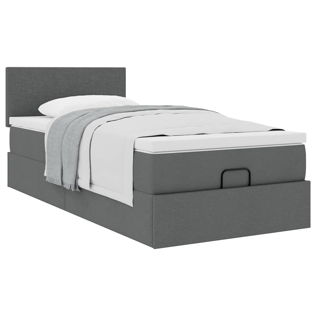 Bed met matras 90x200 cm stof donkergrijs is nu te koop bij PeponiXL, paradijselijk wonen!