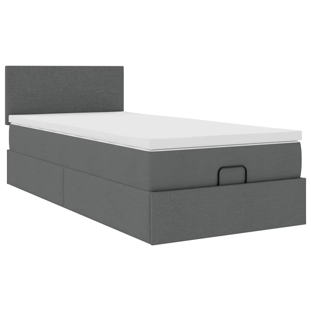 Bed met matras 90x200 cm stof donkergrijs is nu te koop bij PeponiXL, paradijselijk wonen!