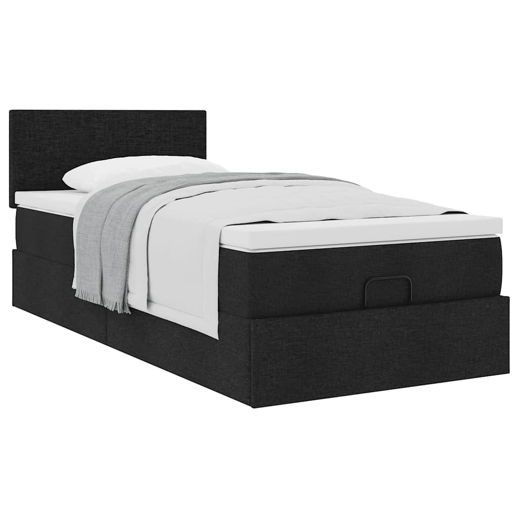 Bed met matras 100x200 cm stof zwart is nu te koop bij PeponiXL, paradijselijk wonen!