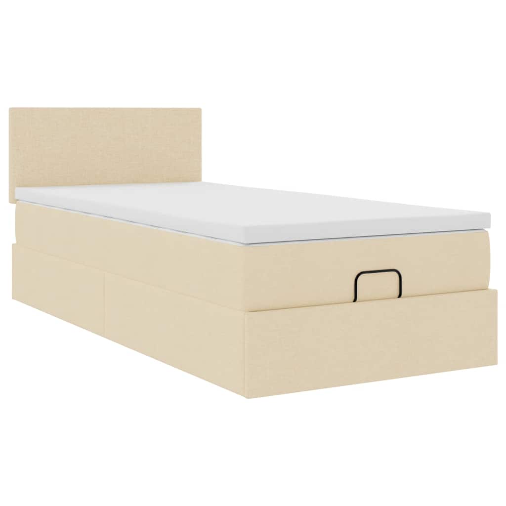 Bed met matras 100x200 cm stof crèmekleurig is nu te koop bij PeponiXL, paradijselijk wonen!