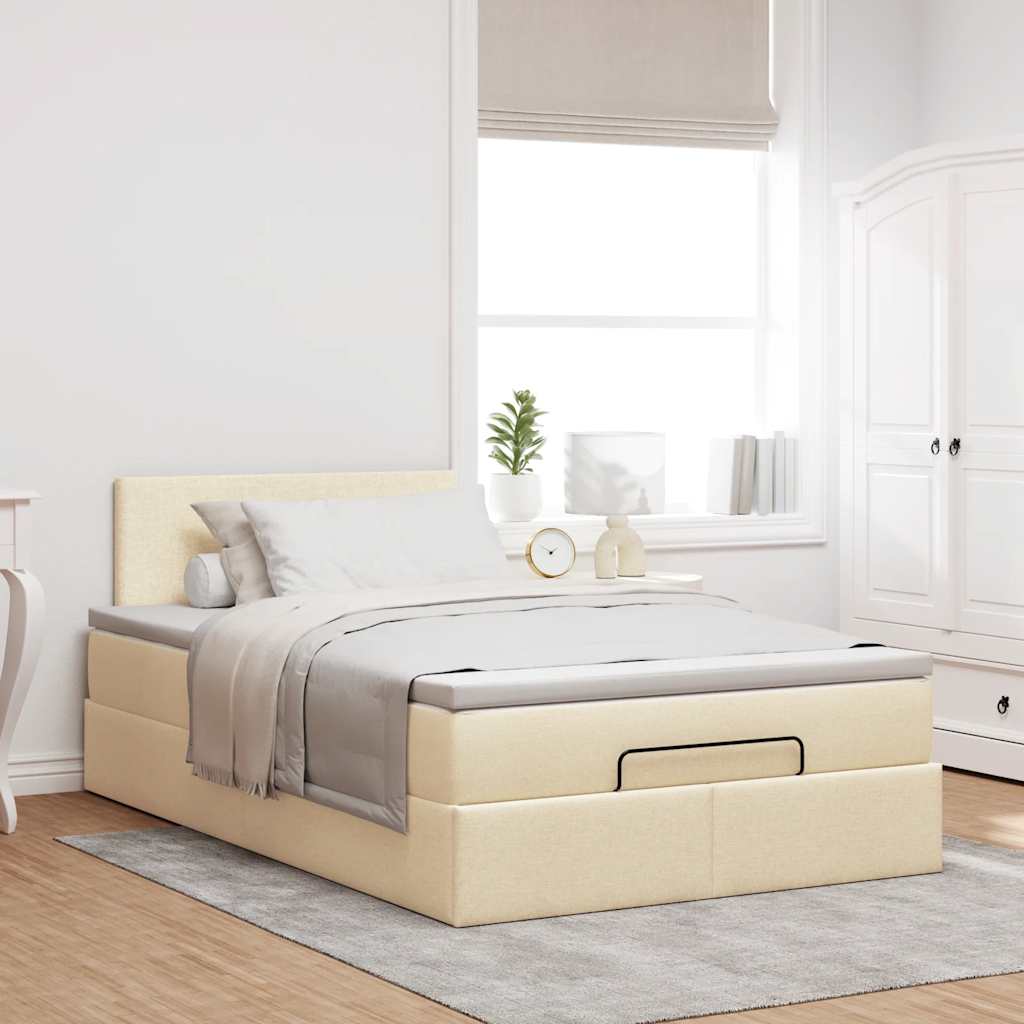 Ottoman bed met matras 120x190cm stof crèmekleurig is nu te koop bij PeponiXL, paradijselijk wonen!
