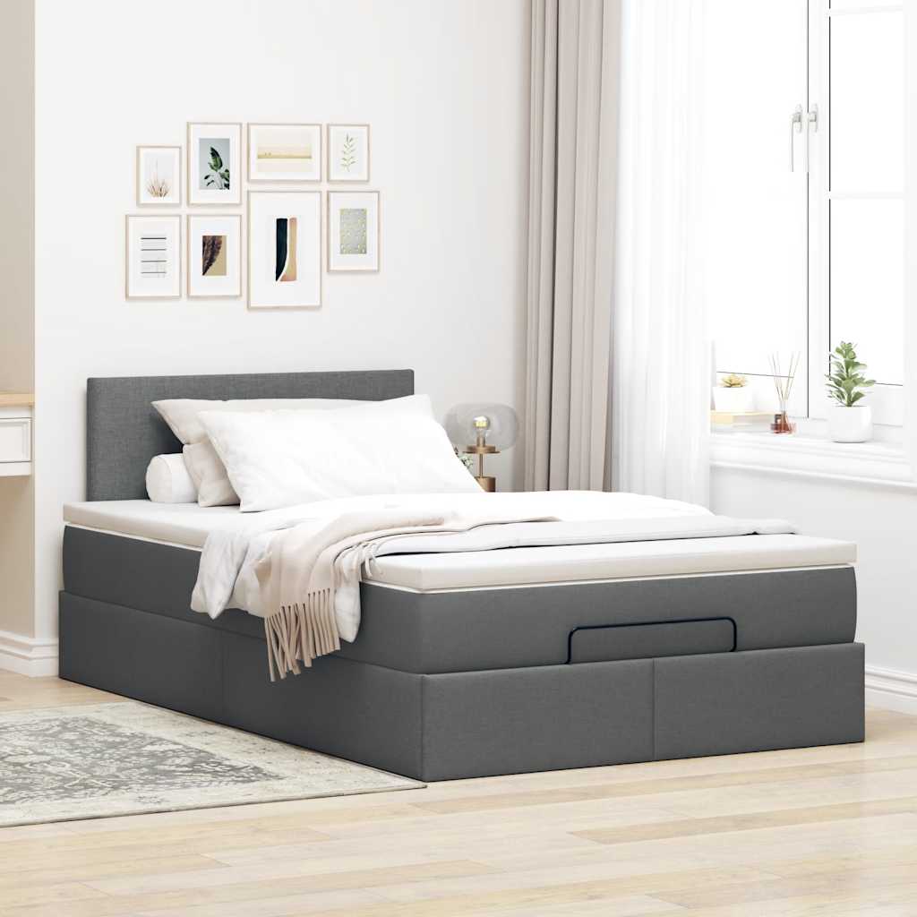 Bed met matras 120x200 cm stof donkergrijs is nu te koop bij PeponiXL, paradijselijk wonen!
