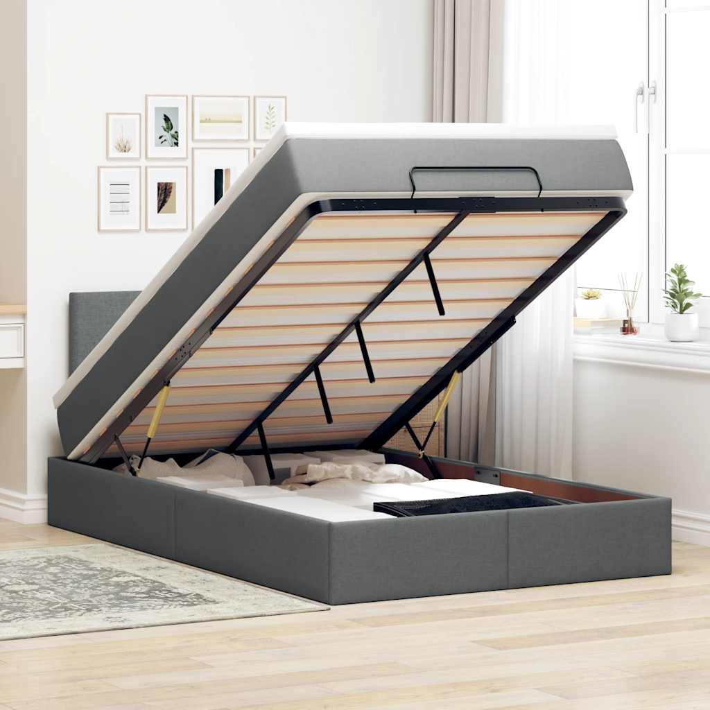 Bed met matras 120x200 cm stof donkergrijs is nu te koop bij PeponiXL, paradijselijk wonen!