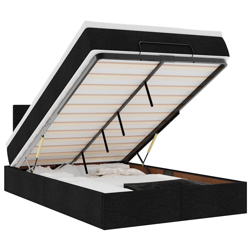 Bed met matras 120x200 cm stof zwart is nu te koop bij PeponiXL, paradijselijk wonen!