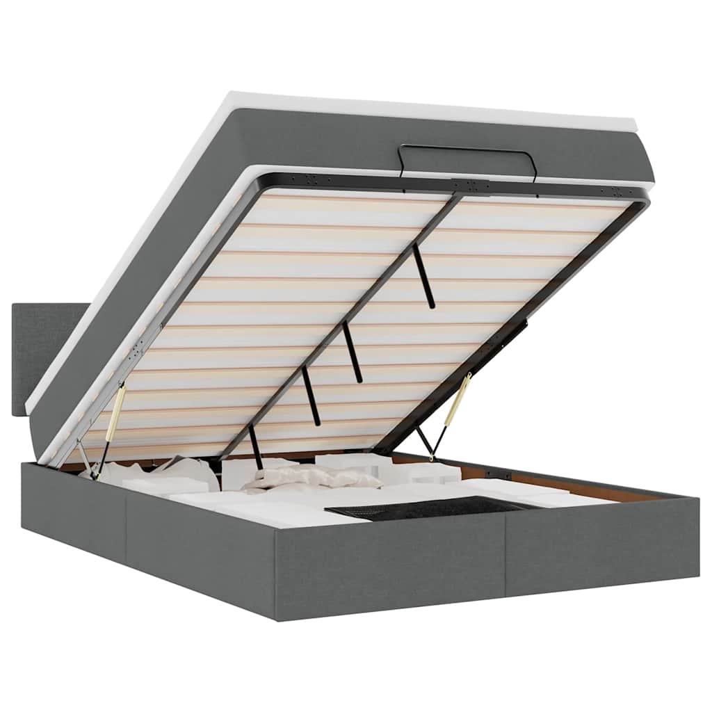 Bed met matras 140x190 cm stof donkergrijs is nu te koop bij PeponiXL, paradijselijk wonen!