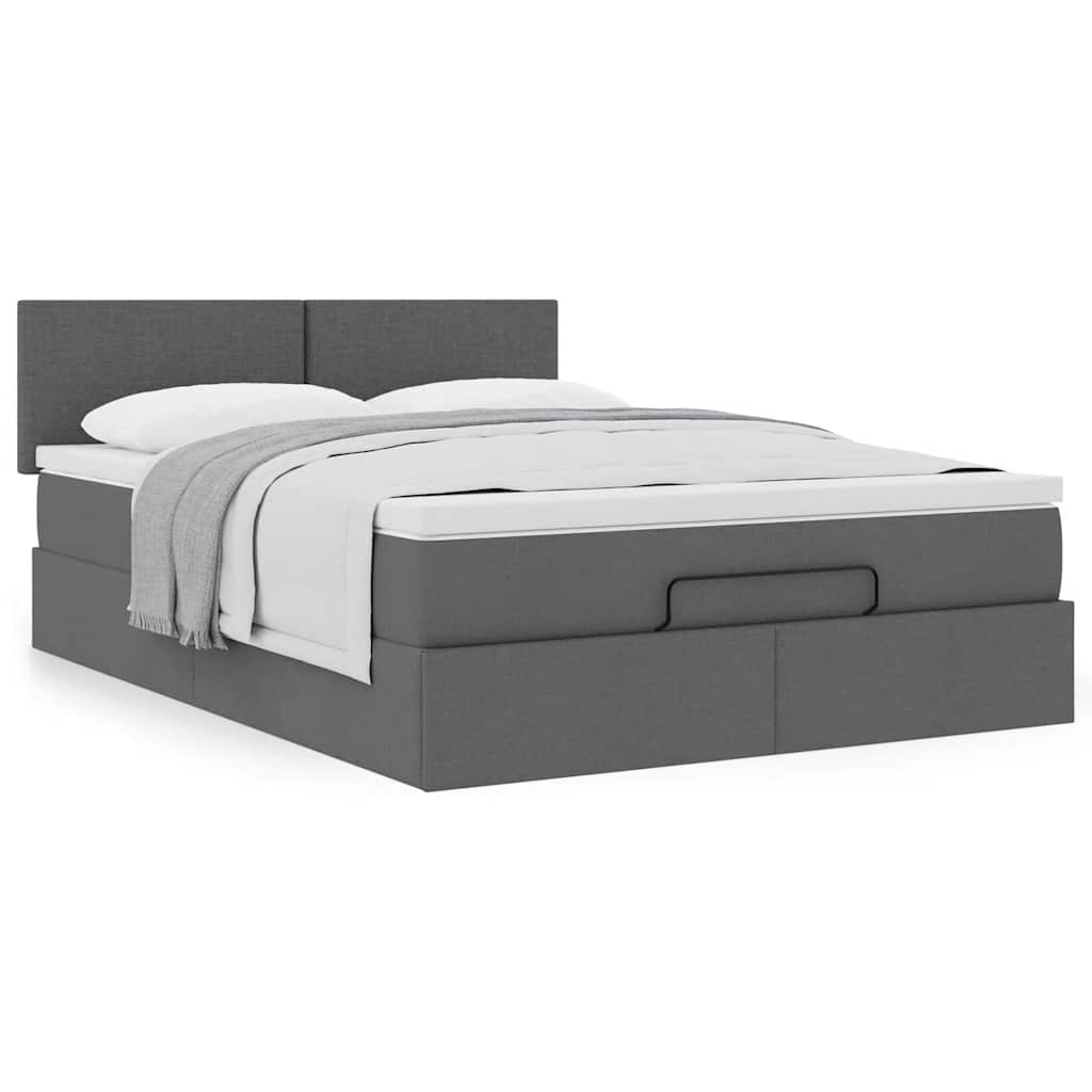 Bed met matras 140x190 cm stof donkergrijs is nu te koop bij PeponiXL, paradijselijk wonen!