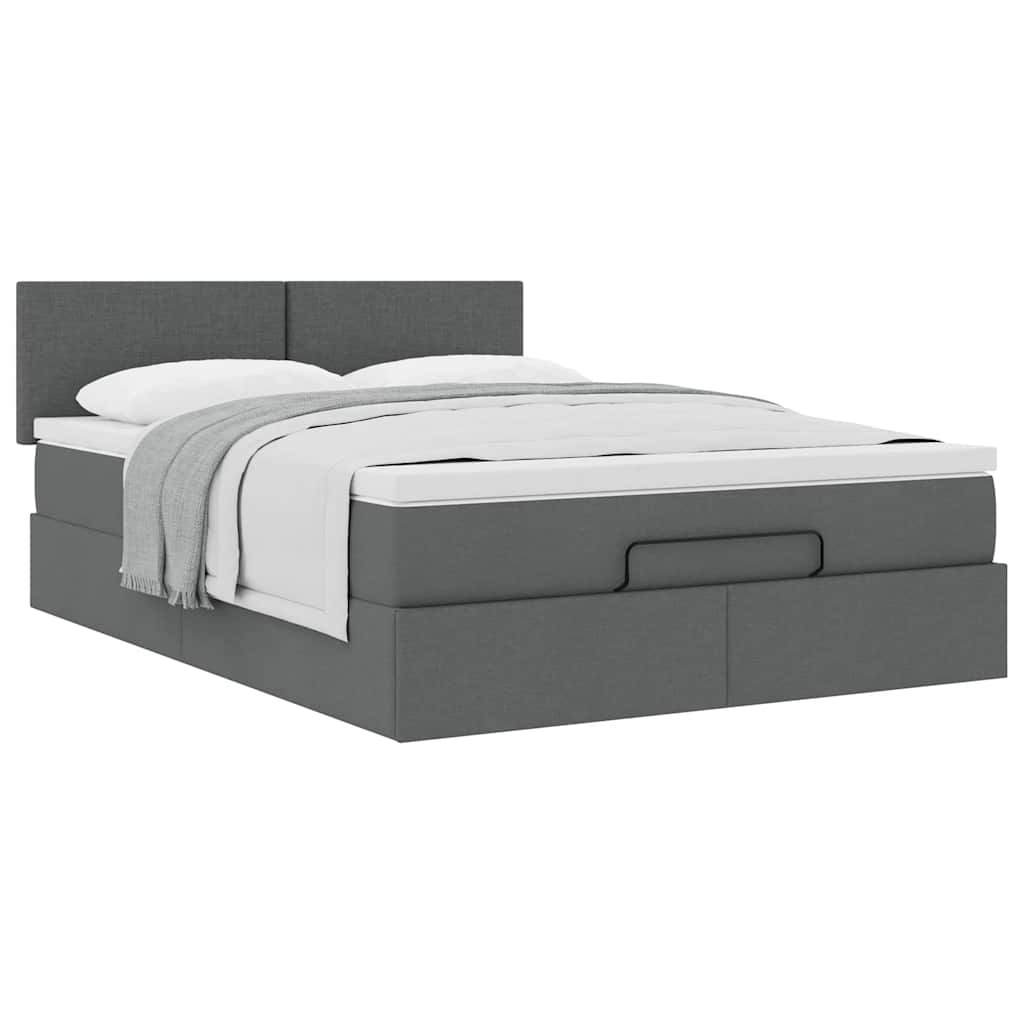 Bed met matras 140x190 cm stof donkergrijs is nu te koop bij PeponiXL, paradijselijk wonen!