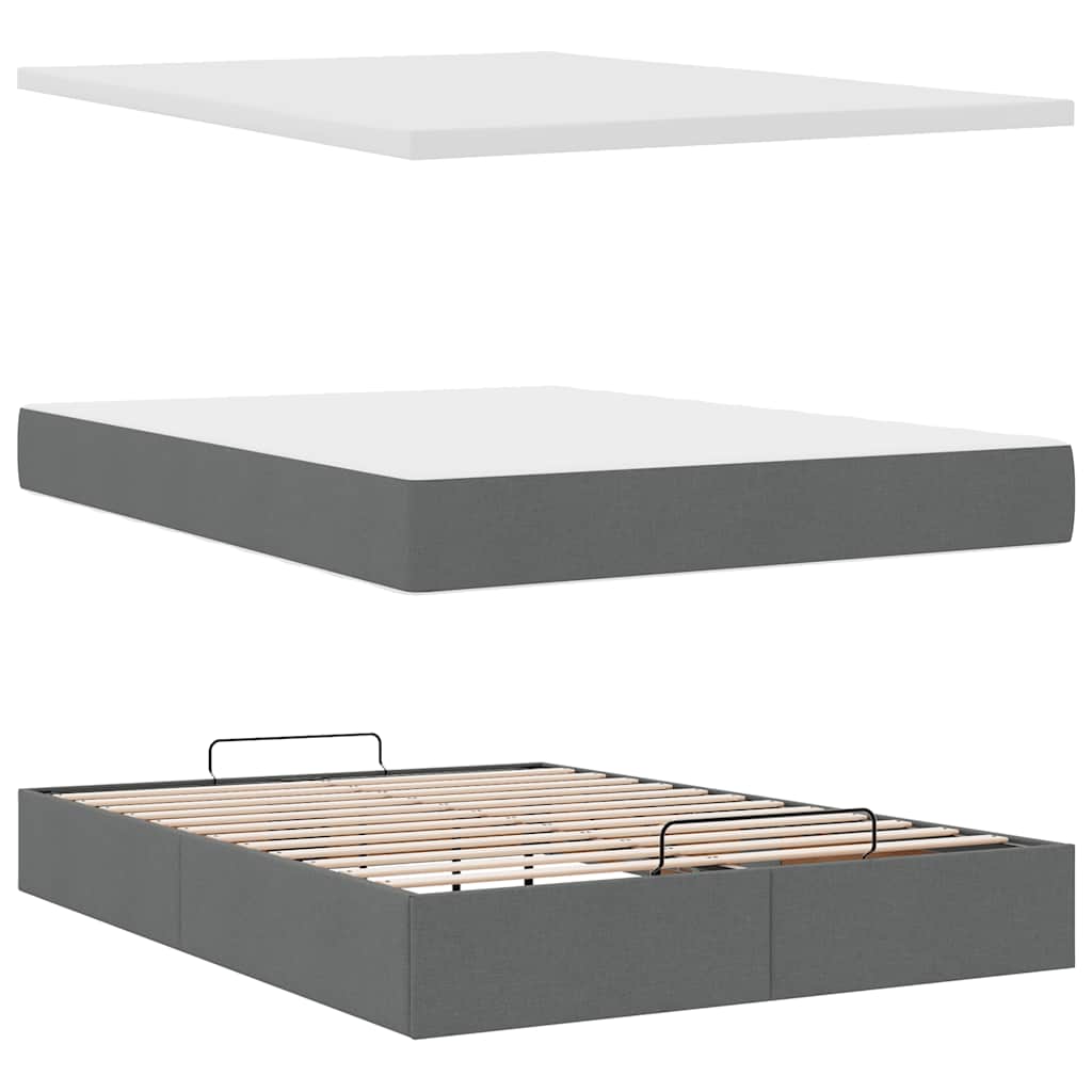 Bed met matras 140x190 cm stof donkergrijs is nu te koop bij PeponiXL, paradijselijk wonen!