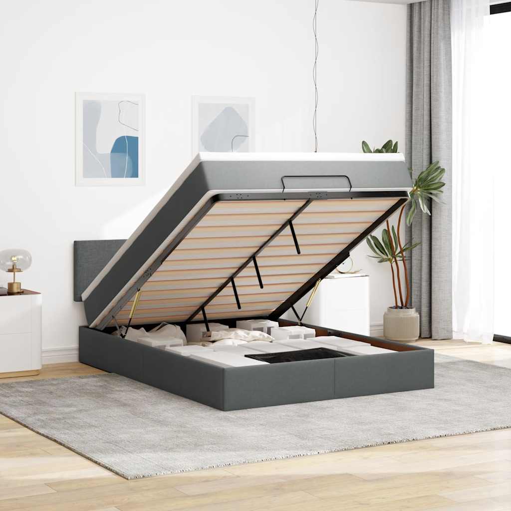 Bed met matras 140x190 cm stof donkergrijs is nu te koop bij PeponiXL, paradijselijk wonen!