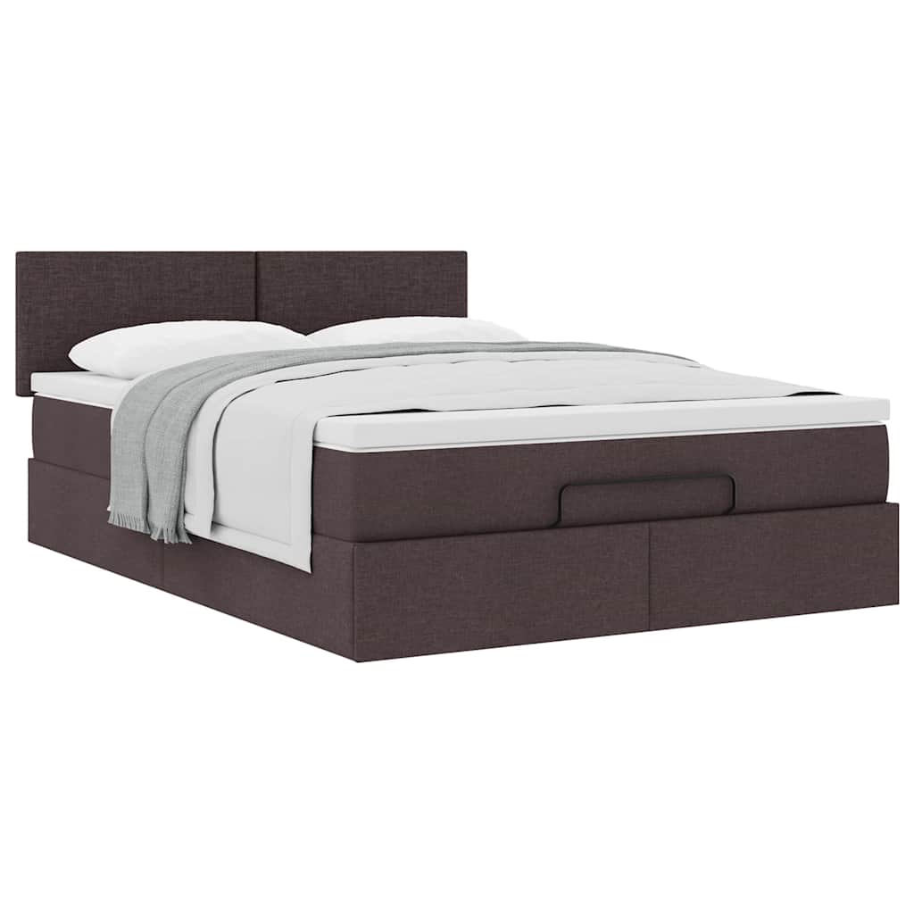 Bed met matras 140x190 cm stof donkerbruin is nu te koop bij PeponiXL, paradijselijk wonen!
