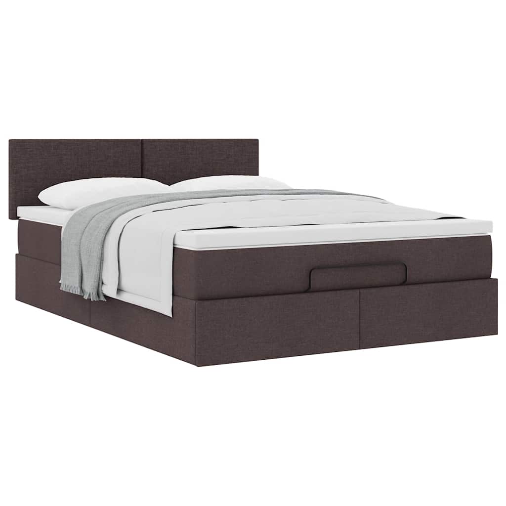 Bed met matras 140x190 cm stof donkerbruin is nu te koop bij PeponiXL, paradijselijk wonen!