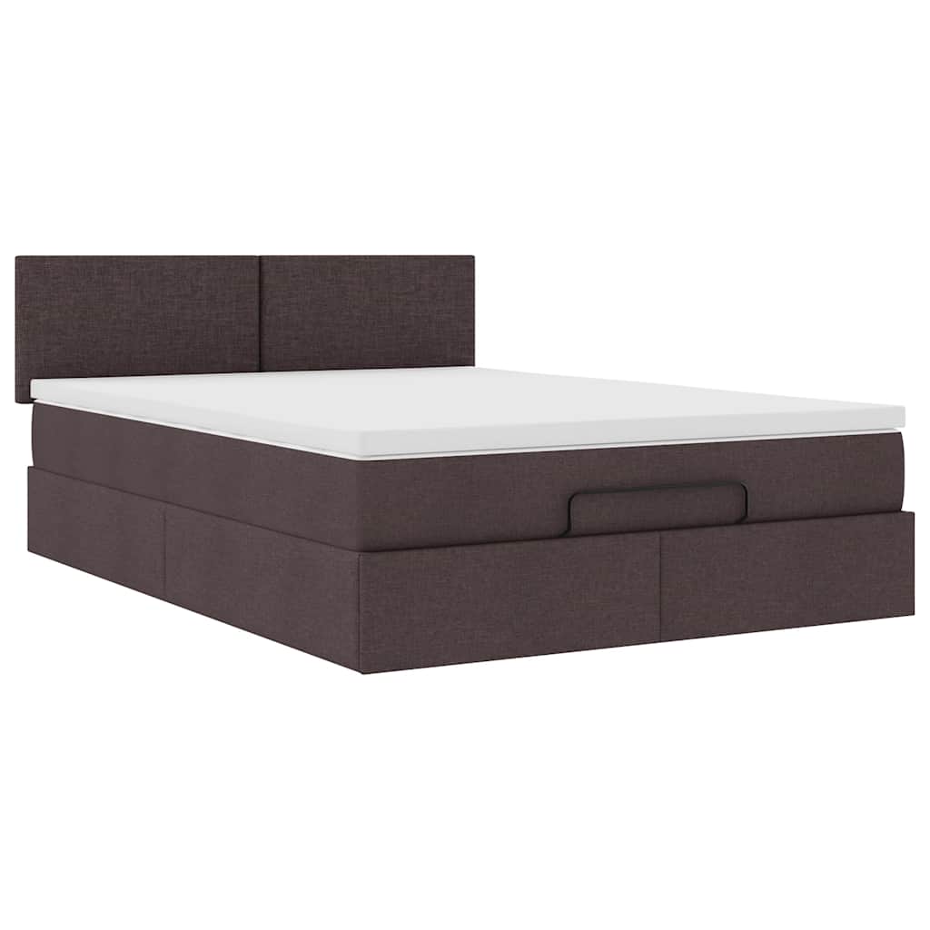Bed met matras 140x190 cm stof donkerbruin is nu te koop bij PeponiXL, paradijselijk wonen!
