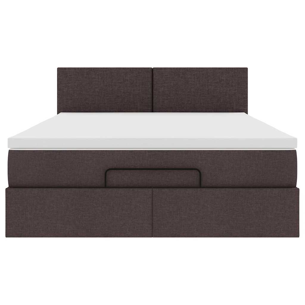 Bed met matras 140x190 cm stof donkerbruin is nu te koop bij PeponiXL, paradijselijk wonen!