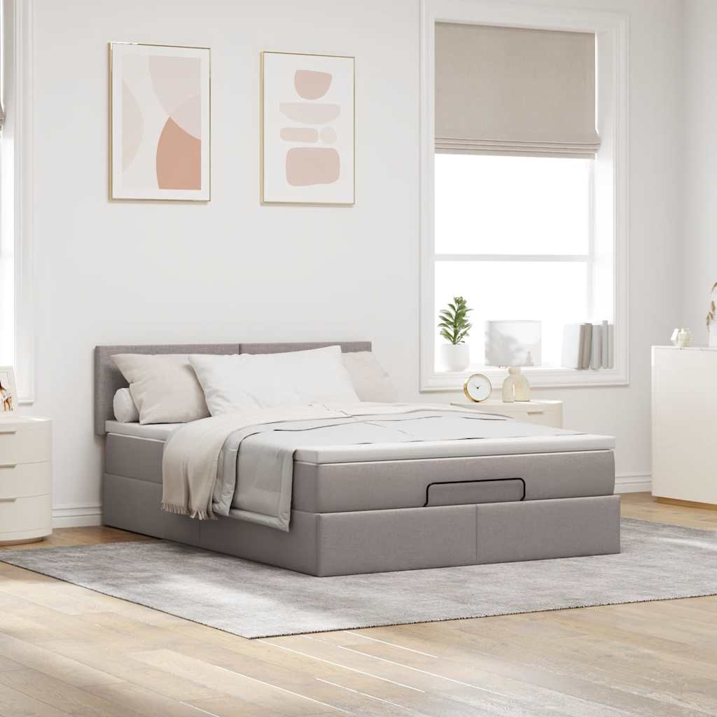 Bed met matras 140x190 cm stof taupe is nu te koop bij PeponiXL, paradijselijk wonen!