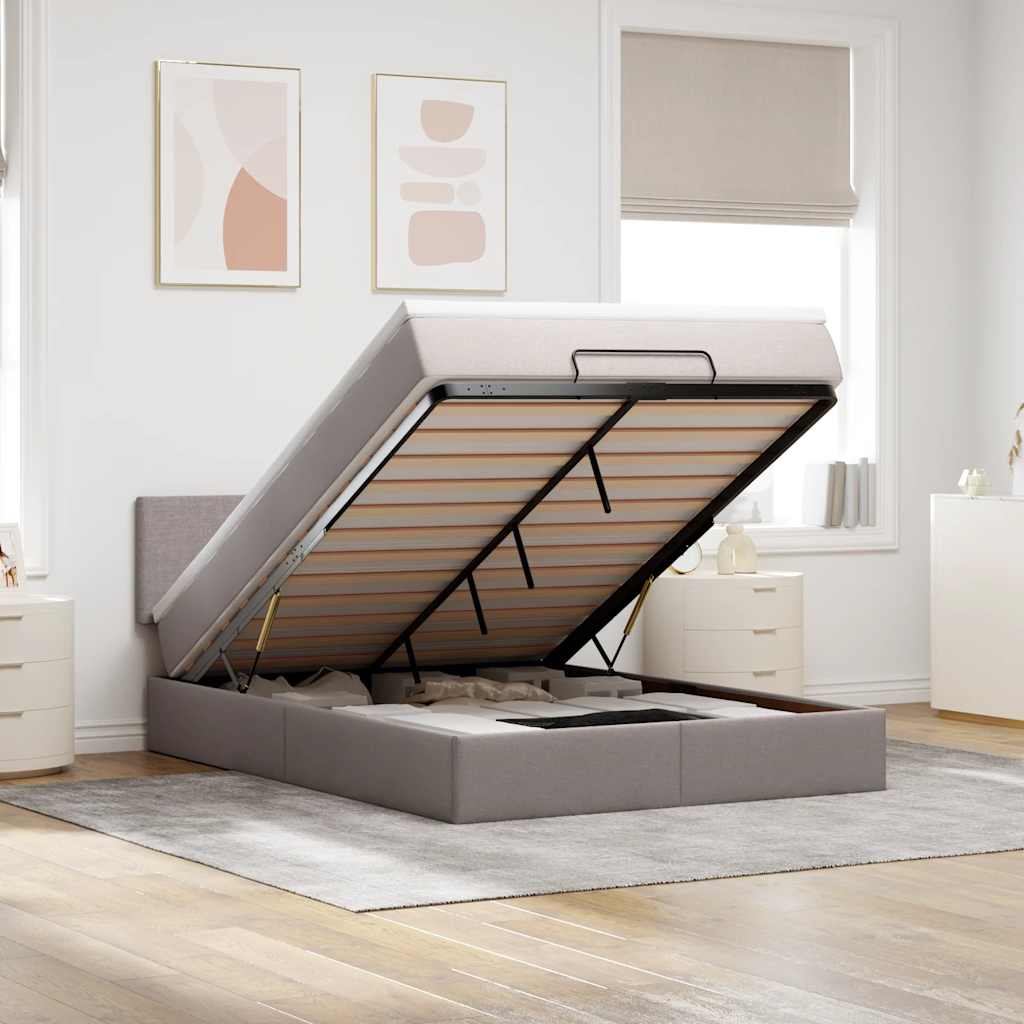 Bed met matras 140x190 cm stof taupe is nu te koop bij PeponiXL, paradijselijk wonen!