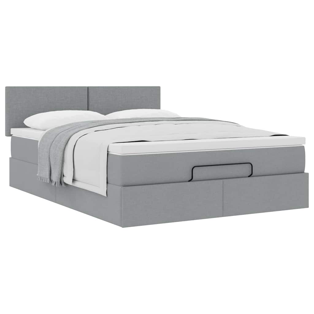 Ottoman bed met matras 140x200cm stof lichtgrijs is nu te koop bij PeponiXL, paradijselijk wonen!
