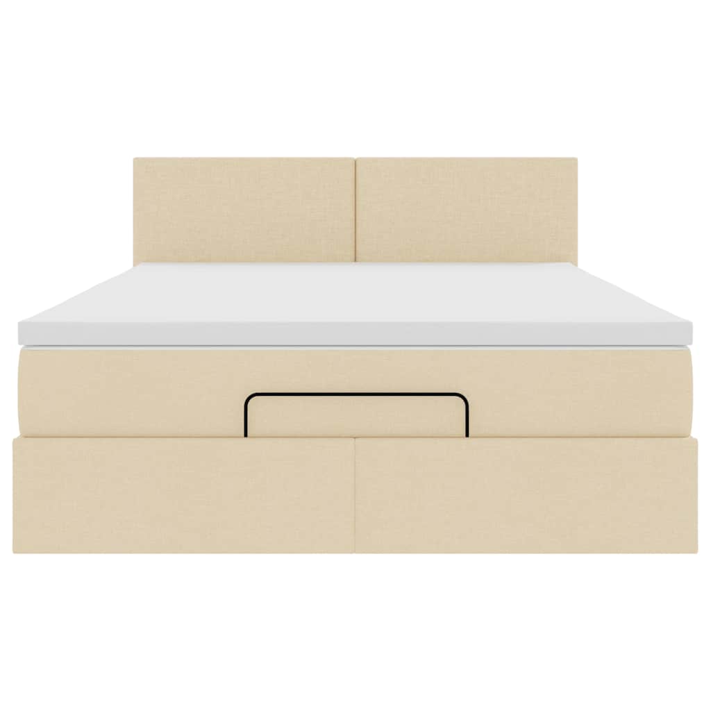 Bed met matras 140x200 cm stof crèmekleurig is nu te koop bij PeponiXL, paradijselijk wonen!