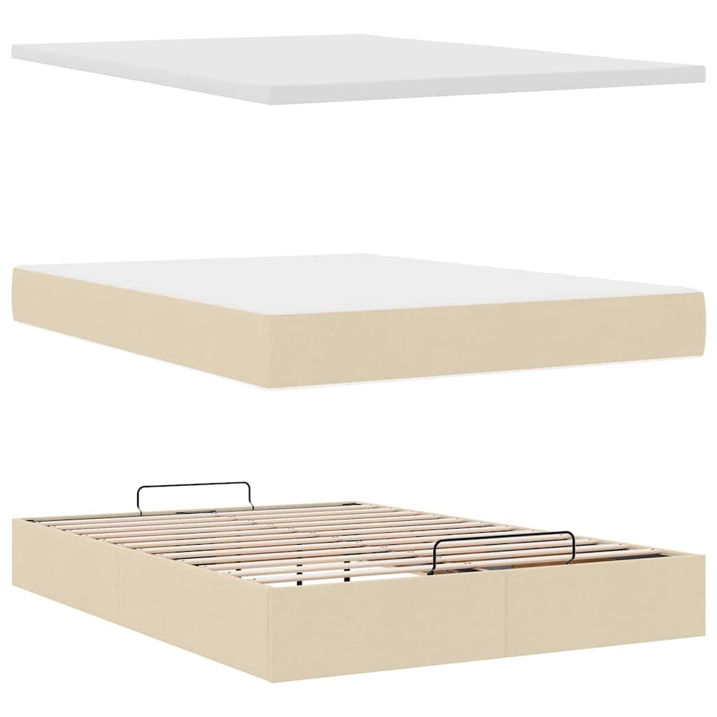 Bed met matras 140x200 cm stof crèmekleurig is nu te koop bij PeponiXL, paradijselijk wonen!