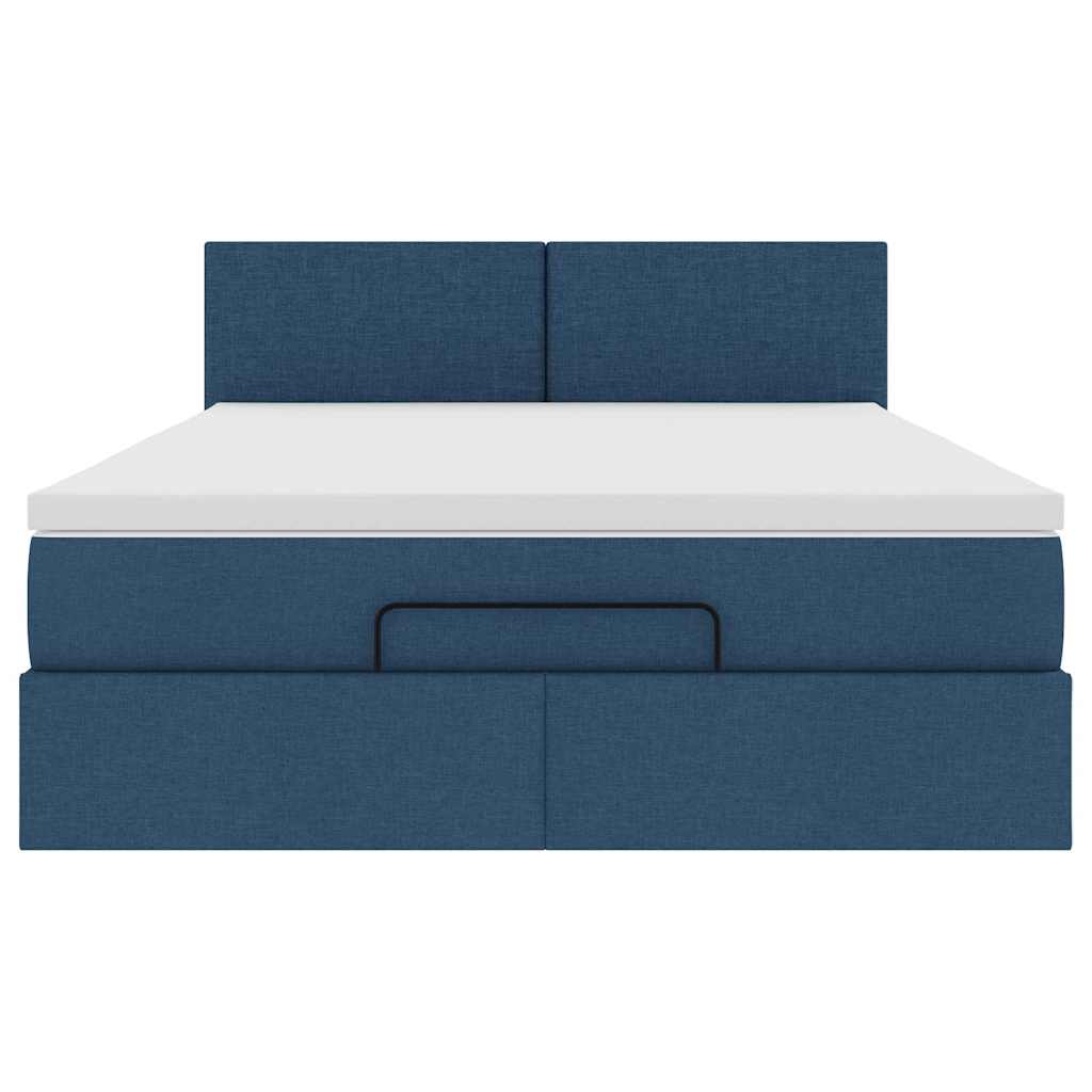Ottoman bed met matras 140x200cm stof blauw is nu te koop bij PeponiXL, paradijselijk wonen!