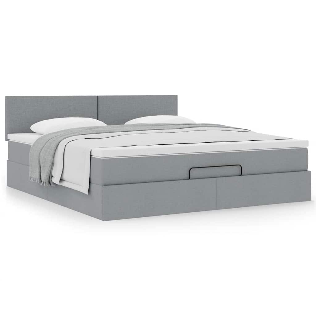 Bed met matras 160x200 cm stof lichtgrijs is nu te koop bij PeponiXL, paradijselijk wonen!