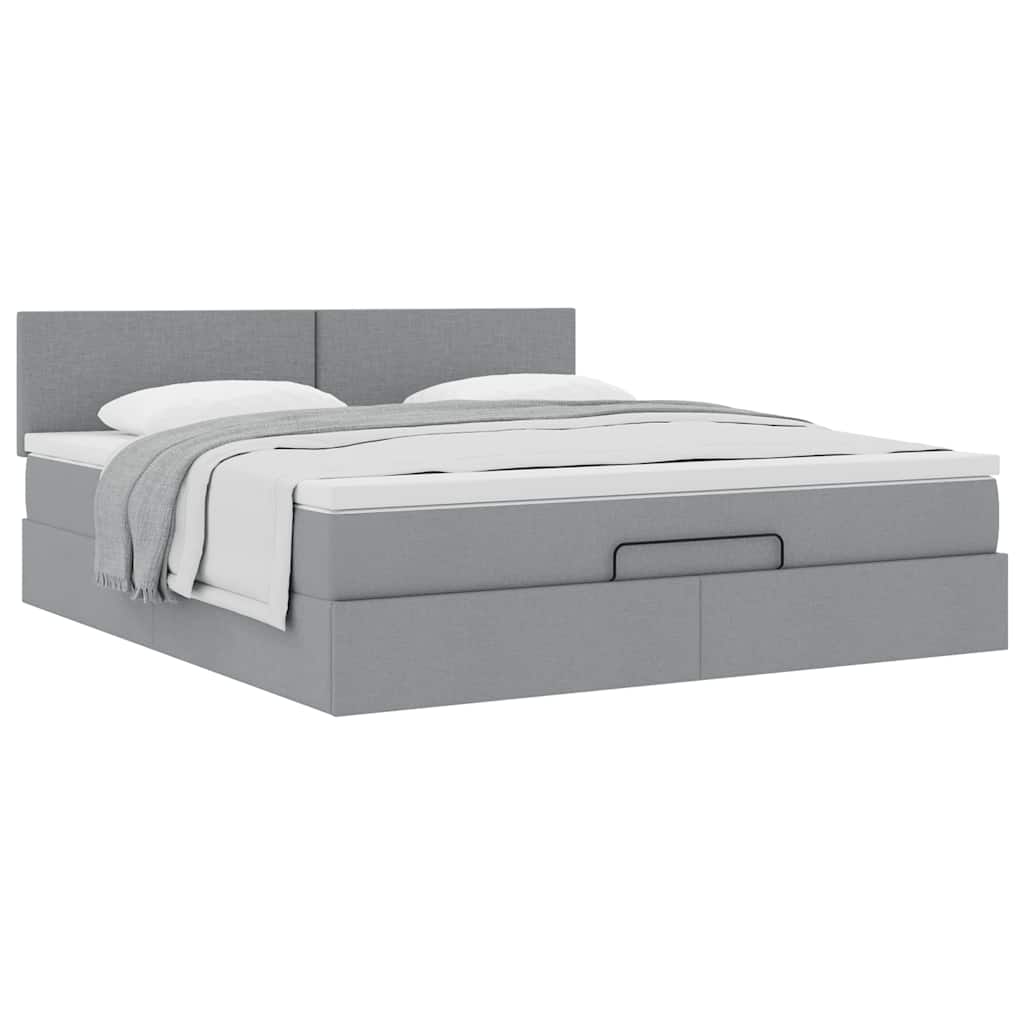 Bed met matras 160x200 cm stof lichtgrijs is nu te koop bij PeponiXL, paradijselijk wonen!