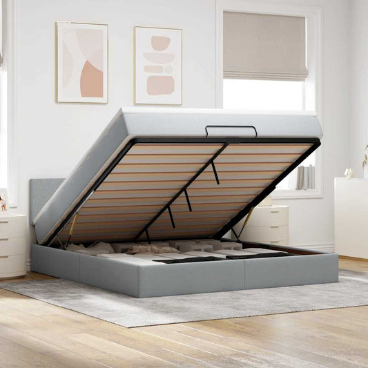 Bed met matras 160x200 cm stof lichtgrijs is nu te koop bij PeponiXL, paradijselijk wonen!