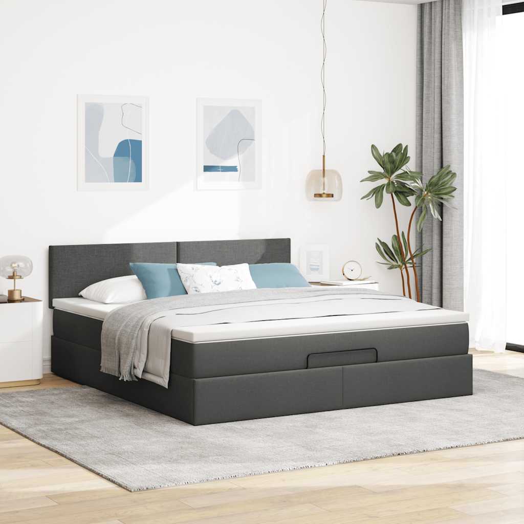 Ottoman bed met matras 160x200cm stof donkergrijs is nu te koop bij PeponiXL, paradijselijk wonen!