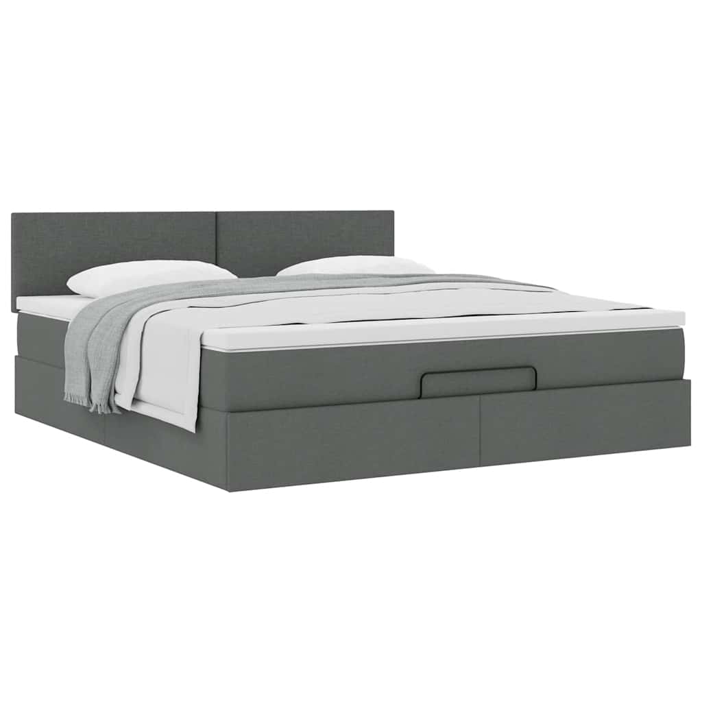 Ottoman bed met matras 160x200cm stof donkergrijs is nu te koop bij PeponiXL, paradijselijk wonen!