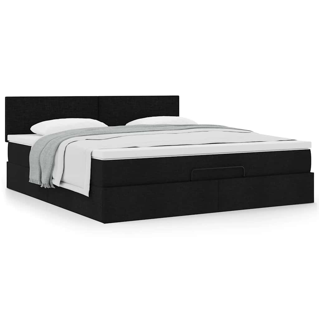 Ottoman bed met matras 160x200cm stof zwart is nu te koop bij PeponiXL, paradijselijk wonen!