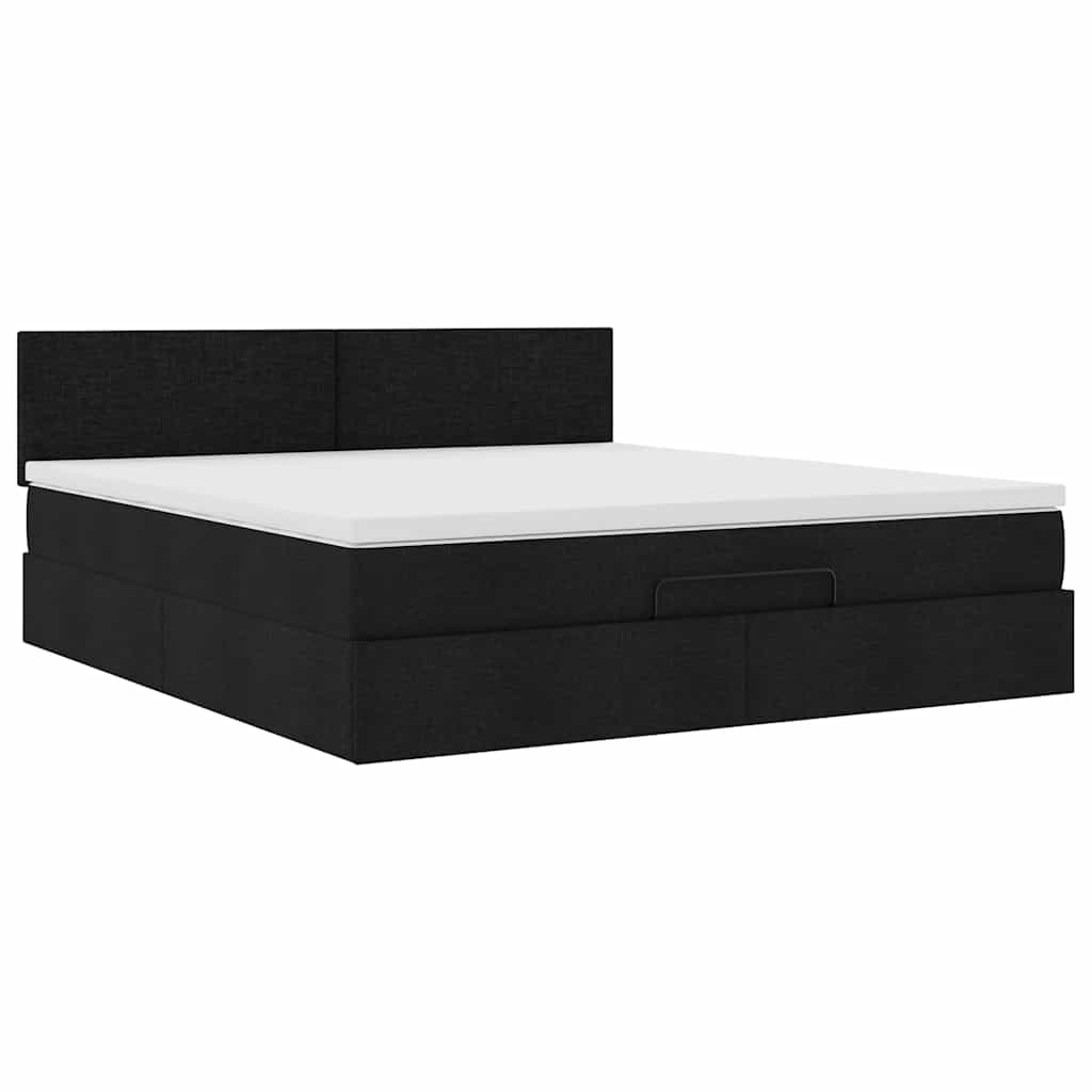 Ottoman bed met matras 160x200cm stof zwart is nu te koop bij PeponiXL, paradijselijk wonen!