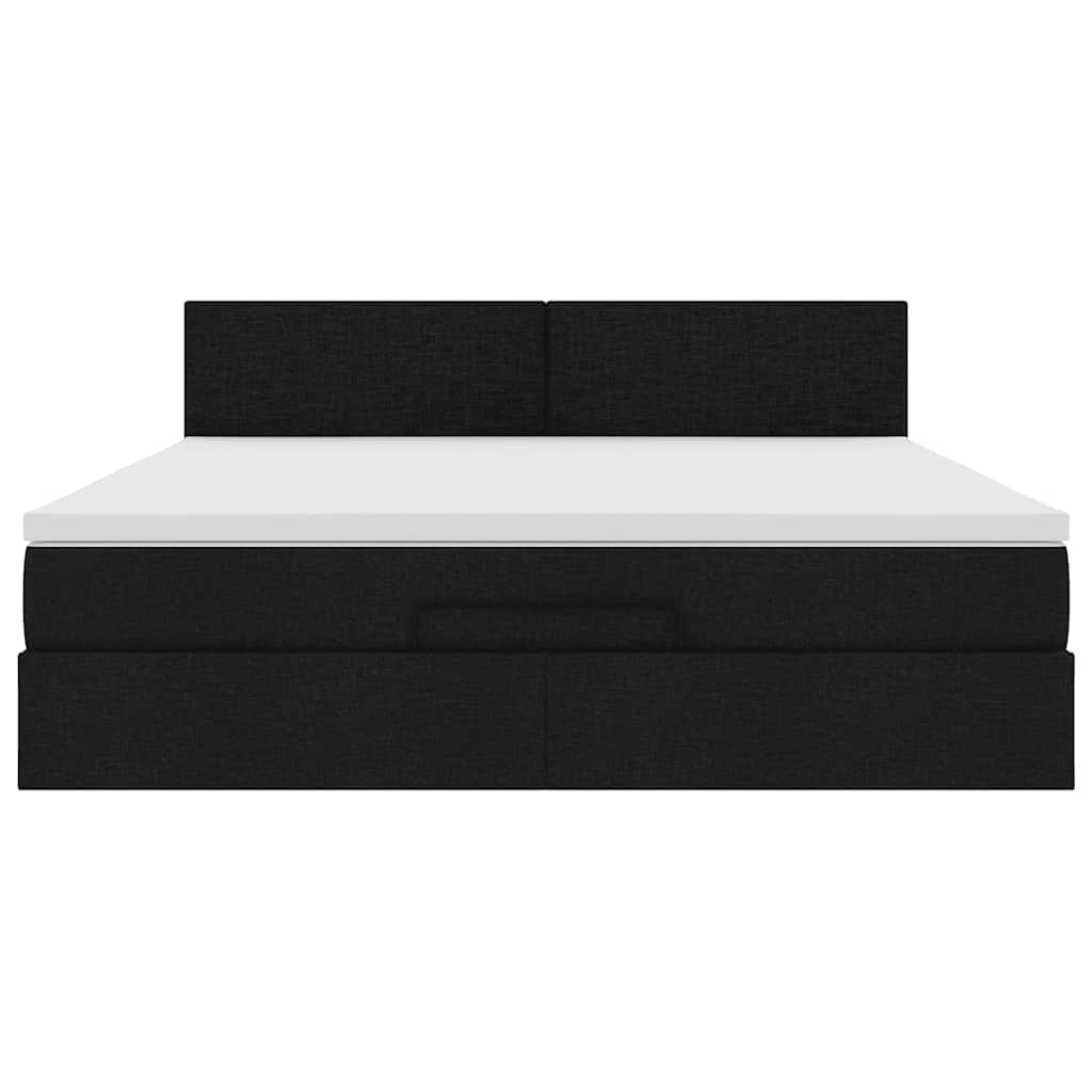 Ottoman bed met matras 160x200cm stof zwart is nu te koop bij PeponiXL, paradijselijk wonen!