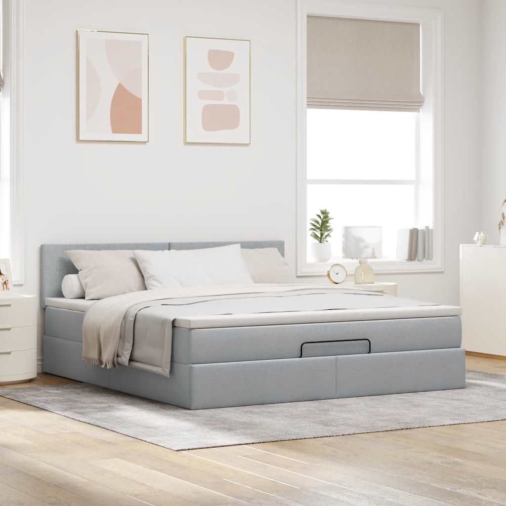 Ottoman bed met matras 180x200cm stof lichtgrijs is nu te koop bij PeponiXL, paradijselijk wonen!