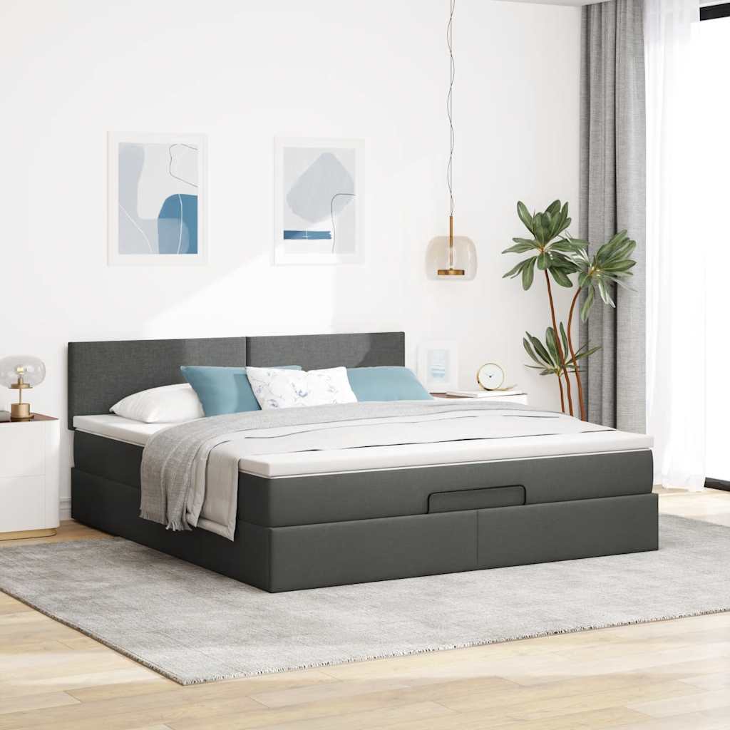 Ottoman bed met matras 180x200cm stof donkergrijs is nu te koop bij PeponiXL, paradijselijk wonen!