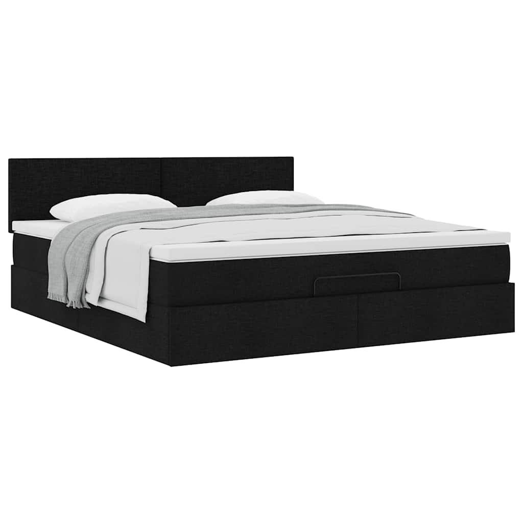 Ottoman bed met matras 180x200cm stof zwart is nu te koop bij PeponiXL, paradijselijk wonen!