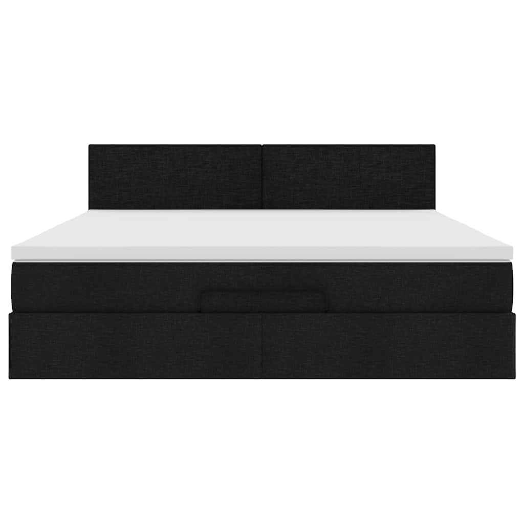 Ottoman bed met matras 180x200cm stof zwart is nu te koop bij PeponiXL, paradijselijk wonen!