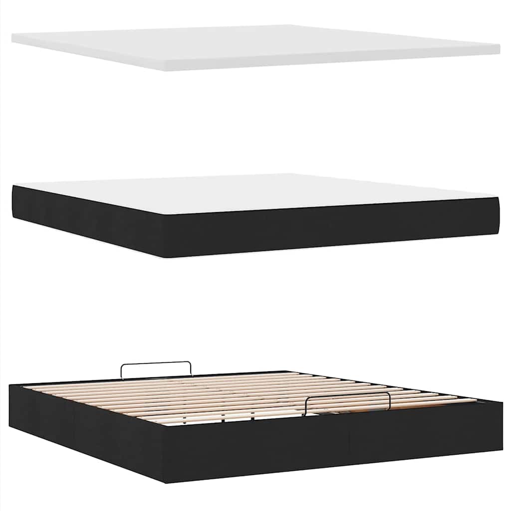 Ottoman bed met matras 180x200cm stof zwart is nu te koop bij PeponiXL, paradijselijk wonen!