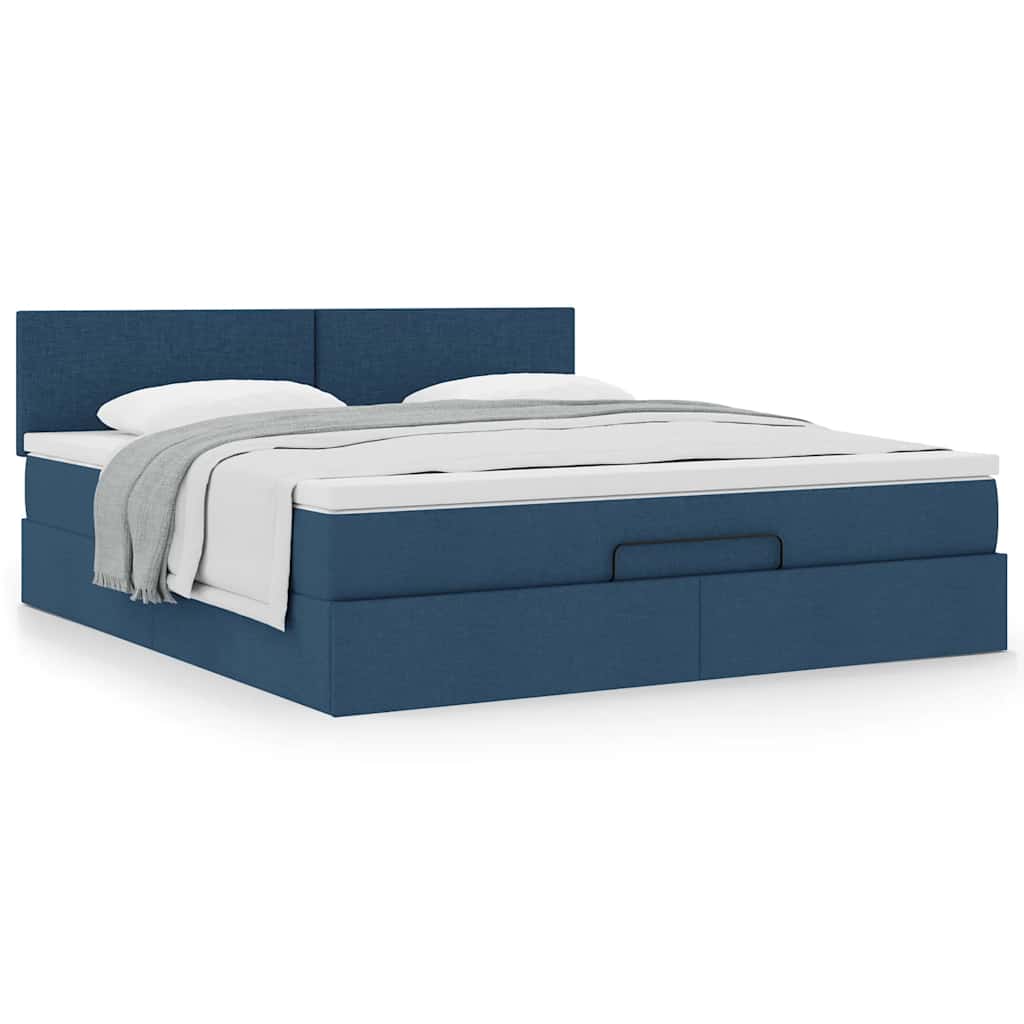 Ottoman bed met matras 180x200cm stof blauw is nu te koop bij PeponiXL, paradijselijk wonen!