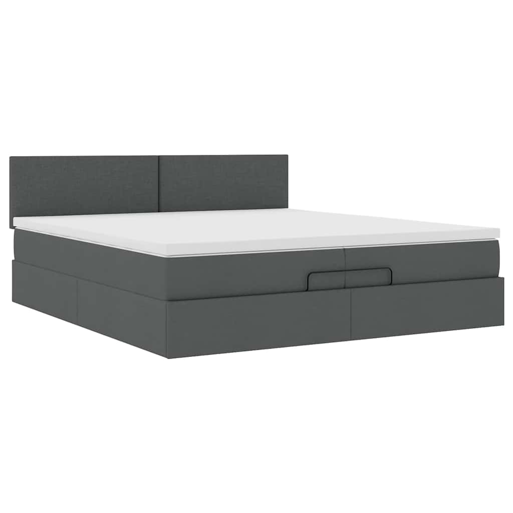 Ottoman bed met matras 200x200 cm stof donkergrijs is nu te koop bij PeponiXL, paradijselijk wonen!