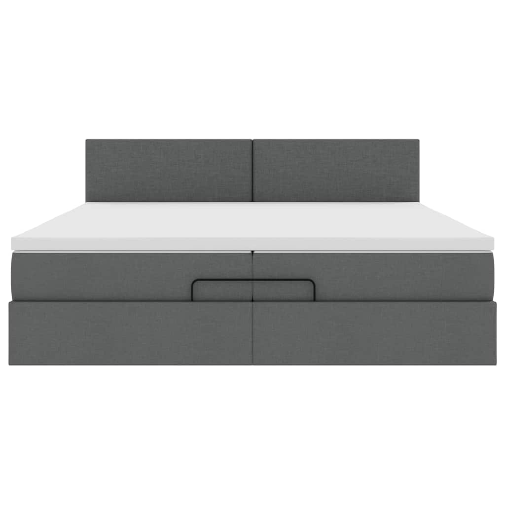 Ottoman bed met matras 200x200 cm stof donkergrijs is nu te koop bij PeponiXL, paradijselijk wonen!