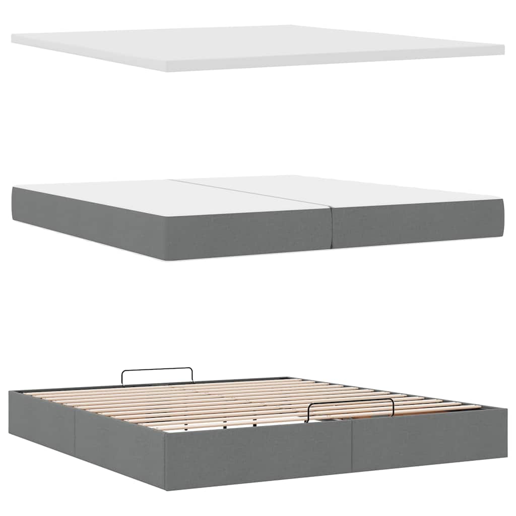Ottoman bed met matras 200x200 cm stof donkergrijs is nu te koop bij PeponiXL, paradijselijk wonen!