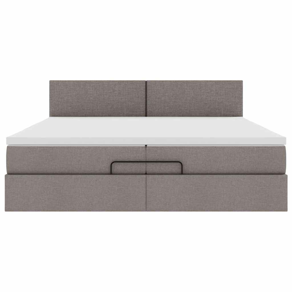 Ottoman bed met matras 200x200 cm stof taupe is nu te koop bij PeponiXL, paradijselijk wonen!