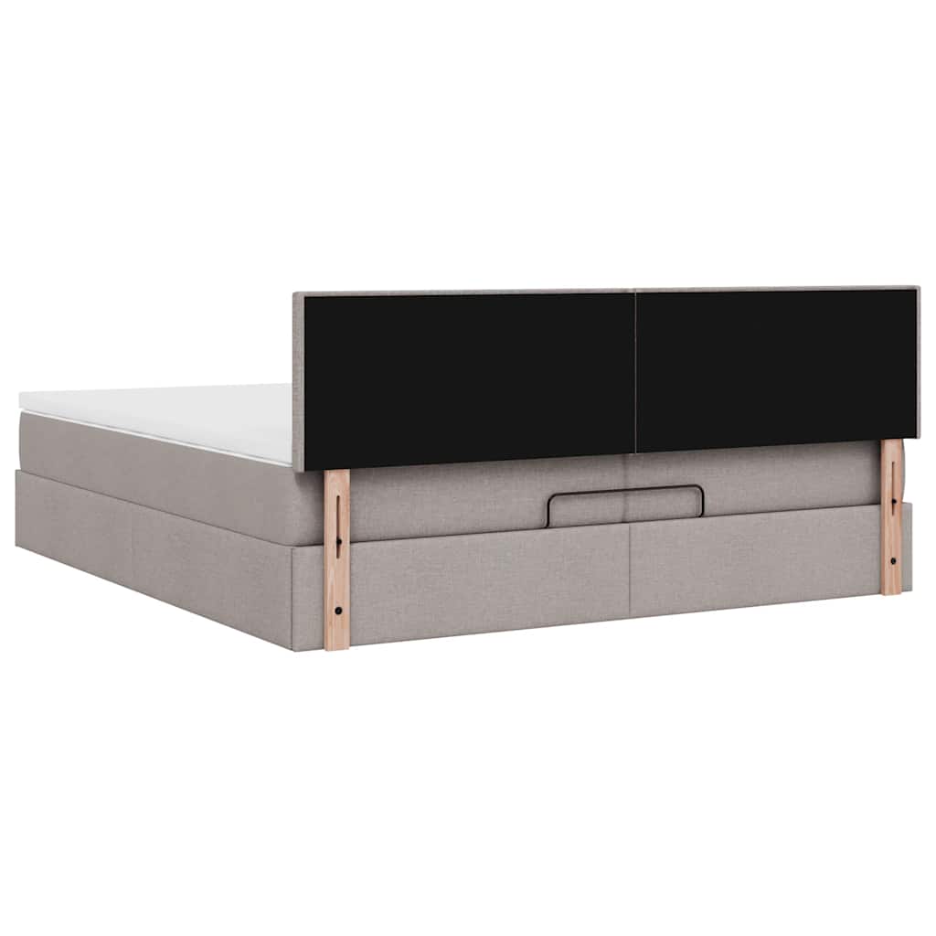 Ottoman bed met matras 200x200 cm stof taupe is nu te koop bij PeponiXL, paradijselijk wonen!