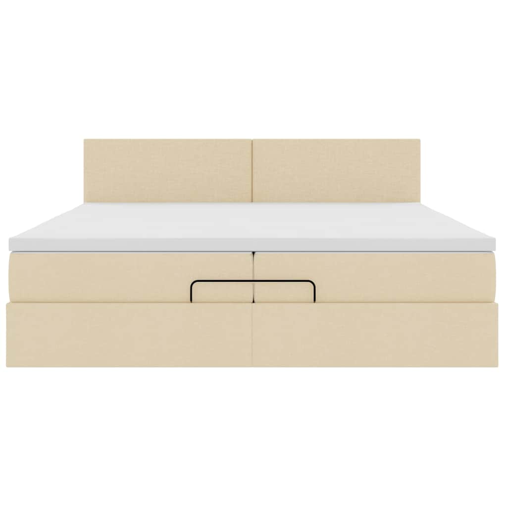 Ottoman bed met matras 200x200 cm stof crèmekleurig is nu te koop bij PeponiXL, paradijselijk wonen!