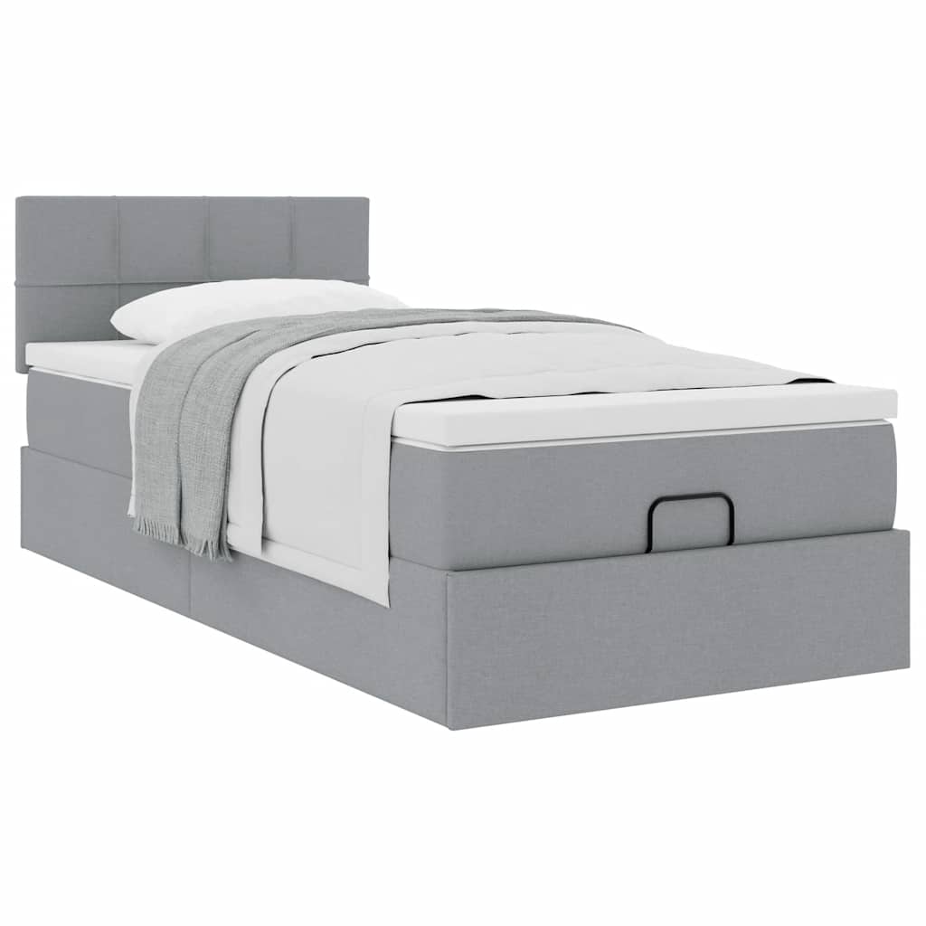 Ottoman bed met matras 80x200cm stof lichtgrijs is nu te koop bij PeponiXL, paradijselijk wonen!